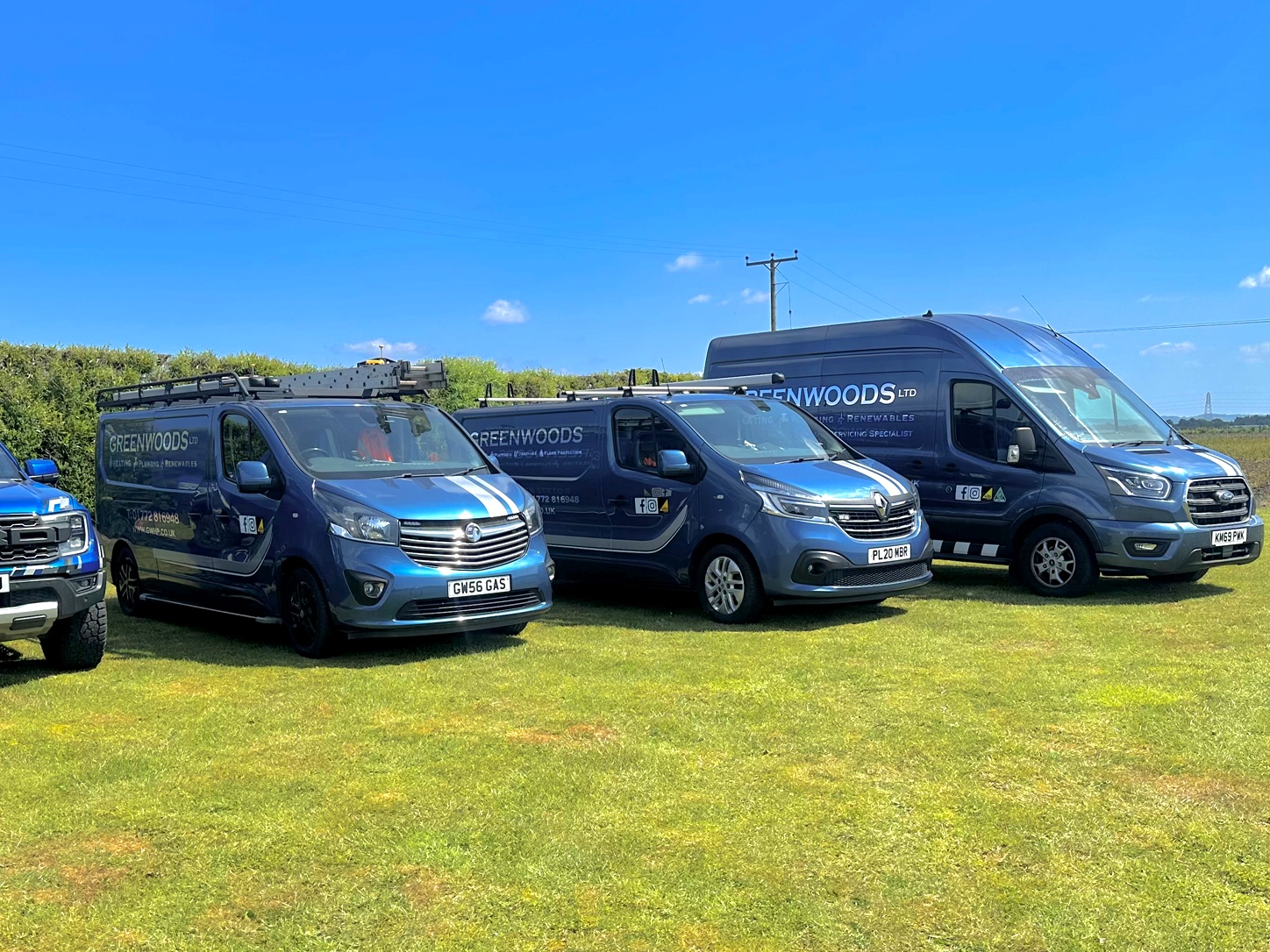 Fleet of Greenwoods Heating & Plumbing vans